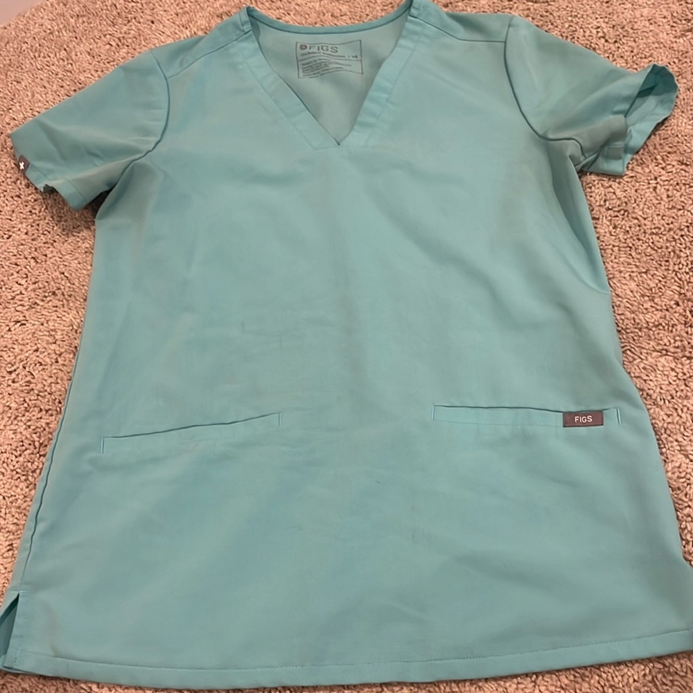 Figs Neon Blue Scrub Tops